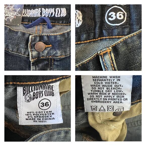 Billionaire Boys Club BB Creative Spell Out Jeans Eclipse In Blue Size 36 - Picture 4 of 8